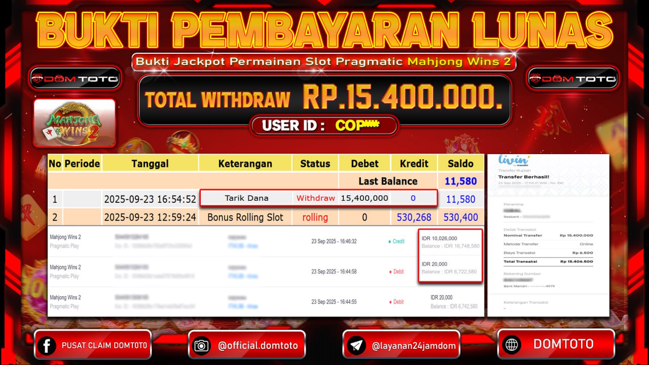 JACKPOT Mahjong Wins 2 Pragmatic Play  23 SEPTEMBER 2025